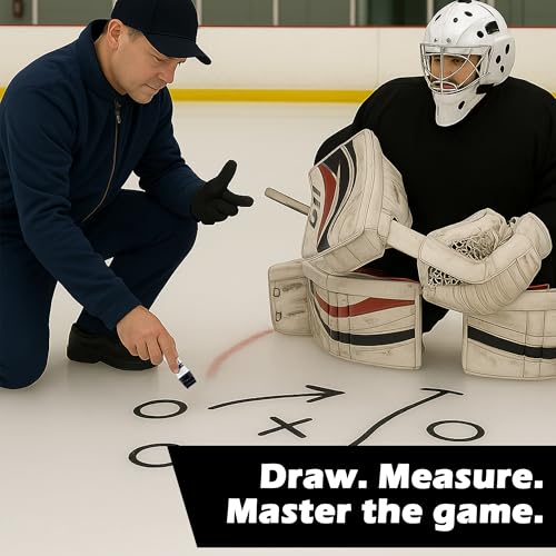 The Hockey Marker: Precision Hockey Training Aid for Coaches & Goalies, Ice-Safe Alignment Guide with Crease Protractor, Professional Black Marker for Regulation Goalie Crease Setup