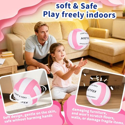 Soft Indoor Volleyball, Ultra Soft Fabric Lightweight Volleyball for Safe & Quiet Practice, Ideal for Kids Youth Beginners Indoor Home Yard Training Games (Deflated)