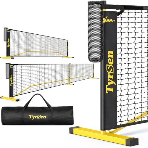 Portable Pickleball Net for Driveway, 22 FT Regulation Size & 11 FT Half Court Size Pickle Ball Net with Ball Collector, 2-in-1 Pickle Ball Net with Carry Bag for Garages Backyard - style: Pickleball Net
