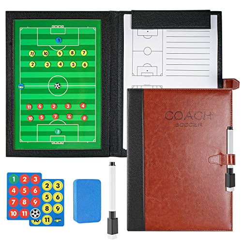 Pure Vie Magnetic Soccer Coaching Tactics Board, Portable Soccer Clipboard for Coaches Soccer Dry Erase Whiteboard Strategy Tactical Blackboard Football Coach Board with Player Markers, Pen and Eraser - color: 49 Cm X 32 Cm