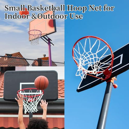 8 Pcs Mini Basketball Nets Replacement for 8"-10.25" Basketball Rims with 8 Loops White Nylon Small Basketballs Hoop Net Basketballs Rims Thicker Ropes Weaved All Weather