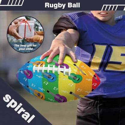 SYtrade Recreational Football Game Footballs PU Composite Leather Footballs for Training Indoor Outdoor - color: Guitar Music Rainbow Stripe