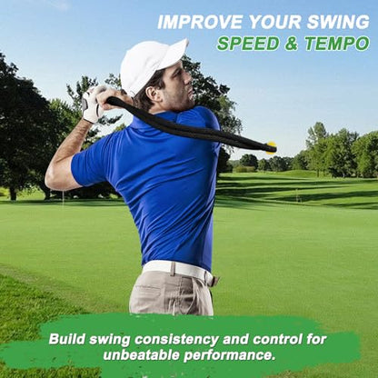 Golf Rope Swing Trainer, Professional Golf Swing Rope Training Aid to Improve Speed, Tempo, Rhythm, Flexibility and Strength, Golf Warm-Up Practice Equipment for Golfers of All Levels - color: Black