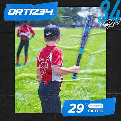 Ortiz34 Bat & Ball Set - Graffiti Plastic Bat & Ball Homerun Set- David Ortiz Backyard Baseball Set for Youth, Kids, Teenagers, Adults (Bat & Ball Set, Blue) - color: Blue, style: Bat & Ball Set