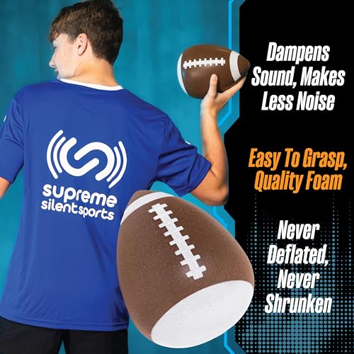 Bounceback Football | Quiet Indoor Foam Solo Catch Ball with Noise Reduction for Training & Playing, Boys & Girls, Never Shrunken | Brown, Game Size-20" Circumference (1 Pack)