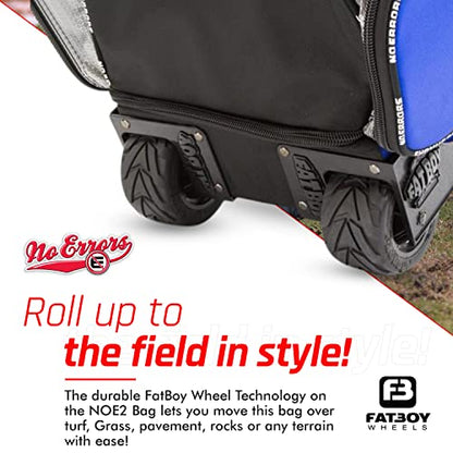 No Errors NO E2 Wheeled Catchers Gear Bag - Large Baseball and Softball Bag for Catcher’s Equipment with Fatboy Wheels - color: Red