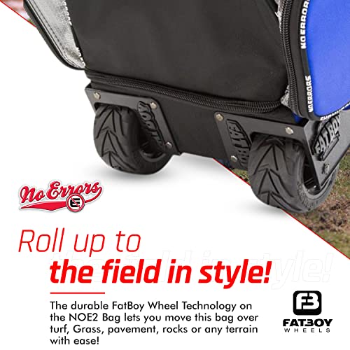No Errors NO E2 Wheeled Catchers Gear Bag - Large Baseball and Softball Bag for Catcher’s Equipment with Fatboy Wheels - color: Royal