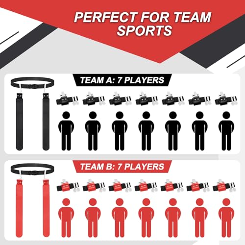 Adjustable Flag Football Set, 2/14 Player Flag Football Belts and Flags for Youths Adult Sport Team Training