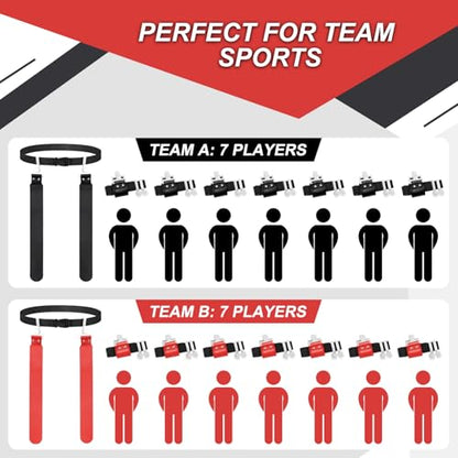 Adjustable Flag Football Set, 2/14 Player Flag Football Belts and Flags for Youths Adult Sport Team Training
