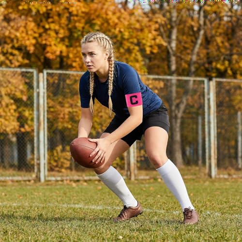 4 Pcs Captain Arm Bands for Soccer, Pink Soccer Captain Armbands, Adjustable Leader Armband for World Cup Party Favors Rugby, Football, Volleyball, Basketball, Sport Player