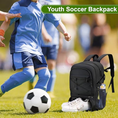 Youth Soccer Bag Unisex, Soccer Backpack with Ball Compartment, Waterproof Sport Equipment Bags for Volleyball Basketball Football, Sports Bags for Boys Girls