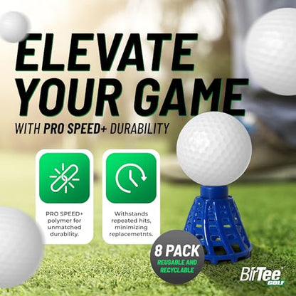 BirTee Golf Tees - PRO Speed Plus with Flexibility & Durability - 8 Pack. Indoor Golf Tees/Golf Simulator Tees/Winter Plastic Golf Tees - color: Black
