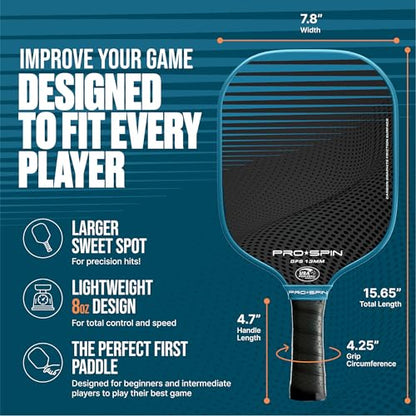 PRO-SPIN Carbon Fiber Pickleball Paddles Set of 2 | Lightweight Pickleball Set with Indoor/Outdoor Balls and Bag – Durable Pickle Ball Paddle Gift for Men, Women & Families - color: 2-Player Set | Blue/Pink
