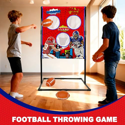 Football Toss Game Set, Includes 4 Soft Footballs - Outdoor Lawn Games for Kids, Family Parties