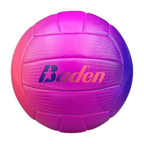 Baden | Fun Design | Official Size & Weight Indoor & Outdoor Volleyball | Bright & Beachy! Soft Touch Synthetic Leather, Durable Stitching |All Ages & Skill Levels - color: Ombre Purple, Pink