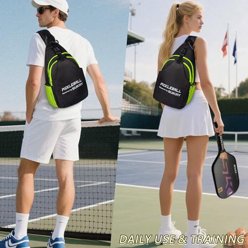 SUKRY Pickleball Bag Lightweight Sling Backpack for Men and Women with Multi-Pocket Crossbody Gym & Travel Backpack Pickle Ball Accessories - color: Yellow