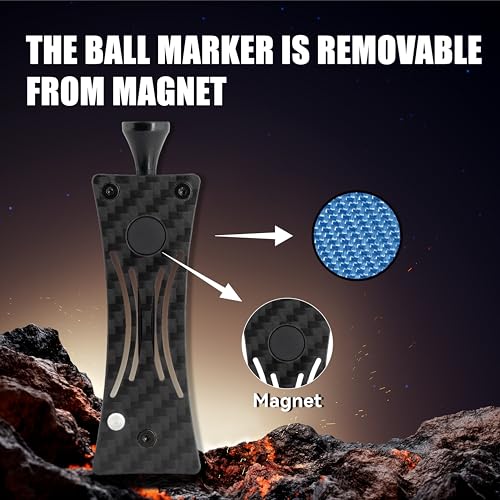 SANDIAN, Golf Divot Repair Tool, Strong Super Light Carbon Fiber T800 Made Switchblade Foldable, Magnetic Ball Marker, Leather Holster, Easy to Carry in Pocket, for Professional and All Golfers