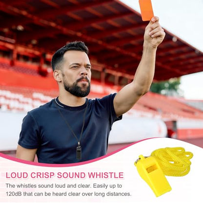 Whistles with Lanyard, Training Sports -Fitting for (Coaches/Referee/Outsides/Team Events) - color: Yellow