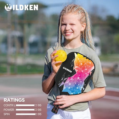 WILDKEN Pickleball Paddles Set of 2, 7.9oz Lightweight, USAPA Approved Fiberglass Paddles with 2 Pickleballs & 1 Bag