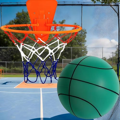 Silent Basketball Hoop and Ball, 18cm Wall Mounted Basketball Hoop Indoor, Noiseless Foam Elastic Sponge Ball WithHoop, SilentBall Professional Indoor BasketballFrame - color: Green