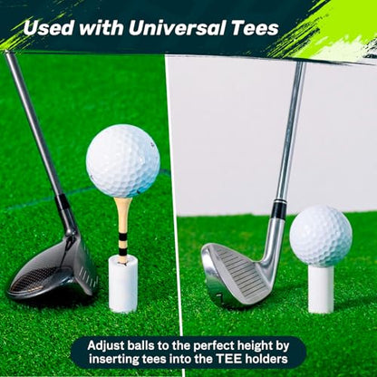 SAPLIZE 51/45/6 Pcs Rubber Golf Tees for Mats, Golf Mat Tee Set for Driving Range & Simulator, Durable Unbreakable Rubber Tees, 11 Rubber Tees + 40 Bamboo Golf Tees (2-3/4'' & 3-1/4'', 20 Each) - color: (White, 5pcs) & 40pcs bamboo tees