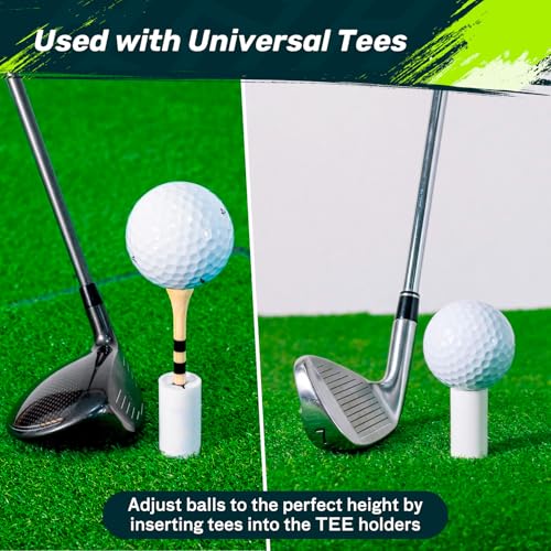 SAPLIZE 51/45/6 Pcs Rubber Golf Tees for Mats, Golf Mat Tee Set for Driving Range & Simulator, Durable Unbreakable Rubber Tees, 11 Rubber Tees + 40 Bamboo Golf Tees (2-3/4'' & 3-1/4'', 20 Each)