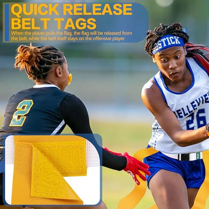Flag Football Belts, 10/14 Player White Flag Football Sets for Youth, Kids and Adults Team Sports Training Games - color: Yellow and Blue