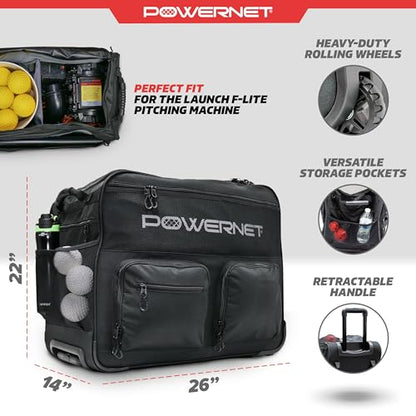 PowerNet Rolling Bucket Bag, Holds 2 6-Gallon Bucket of Baseballs & Softballs, Storage Pockets for Baseball Bat, Gloves & Scoreboards, Fits Launch F-lite Pitching Machine & Balls - style: Standard