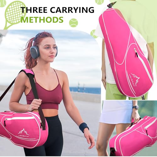 Himal 3 Racquet Tennis Bag With Protective Pad, Tennis Racket Bag for Men Women, Sports Enthusiasts of All Ages - color: Pink