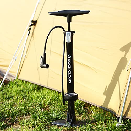 ROCK CLOUD Bike Floor Pump with Gauge 160 psi Bicycle Pump Presta and Schrader Valve for Tire Road Bike MTB Basketball Football etc.