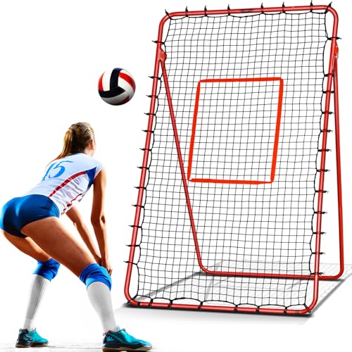 7x4FT Volleyball Rebounder Net,Angle Adjustable Volleyballs Training Equipment For Hitting,Blocking,Serving,Setting, Easy Setup Volleyball Rebound Net, Portable Volley ball Trainer For Kids and Adults