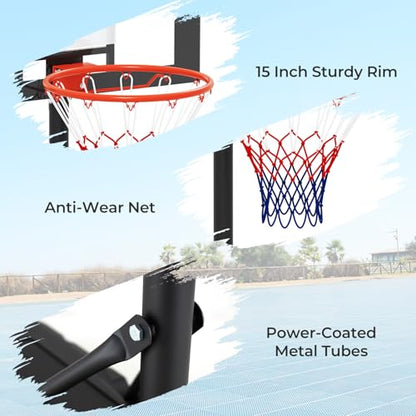 Goplus Basketball Hoop Outdoor, Portable 3.3-7FT/10FT Adjustable Basketball Goal System w/Shatterproof PC Backboard, Wheels for Adults in Pool Driveway Backyard - style: 3.3-7 FT, Black+White