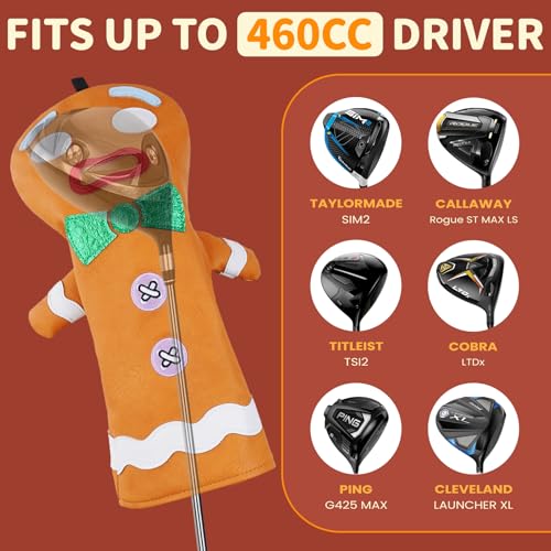 Funny Golf Club Head Cover Driver Headcover Fairway Wood Headcover Hybrid Club Head Cover Brown Monster Cookie - style: 3PCS(1.F.H)