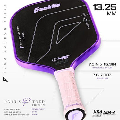 Franklin Sports PRO Pickleball Paddles – C45 Carbon Fiber Series - Official USAP + UPA Approved – Pro Player Design - color: Parris Todd | Lilac, size: 13.25 mm