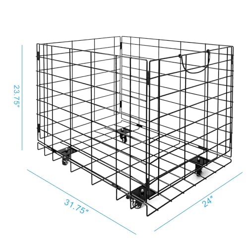 Aoneky Heavy-Duty Folding Ball Cart with Wheels - Large Capacity Sports Equipment Organizer, Holds 20+ Soccer/14 Basketballs, Steel Mesh Storage Bin for Gym, School, Garage, Poolside