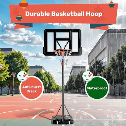Basketball Hoop Outdoor 4.2-10FT Adjustable Height, 44 Inch Shatterproof PC Backboard Fillable Base with 2 Wheels, Portable Goal Court System Gift for Family, Indoor Pool Driveway Backyard - size: Basketball Hoop