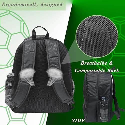 Soccer Ball Bag-Backpack for Basketball,Volleyball with Cleat Shoes and Ball Compartment for Sports Team,Trainning - color: Black