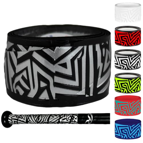 Rawlings | 1.00mm / 1.80mm / 2.75mm Bat Grip | Baseball / Softball | Multiple Colors - color: Silver & Black, size: 1.80mm | Standard Thickness | All Bats