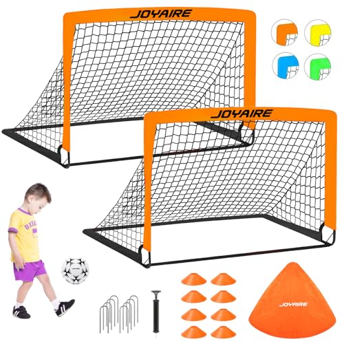 Pro-Grade Kids Backyard Soccer Goal, Tear-Resistant 5-Layer Polyester Soccer Net & 10mm Poles for Maximum Durability, 4x3ft/6x4ft/7x5ft, Pop Up Portable Soccer Training Equipment Set with Size 4 Ball - size: 4 ft x 3ft, style: Orang