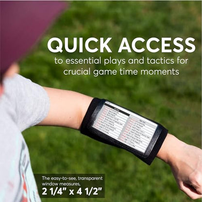QB Playbook Wristband - Football Quarterback Play Wristbands for Adult and Youth - Wrist Coach for All Sports with 3 Compartments