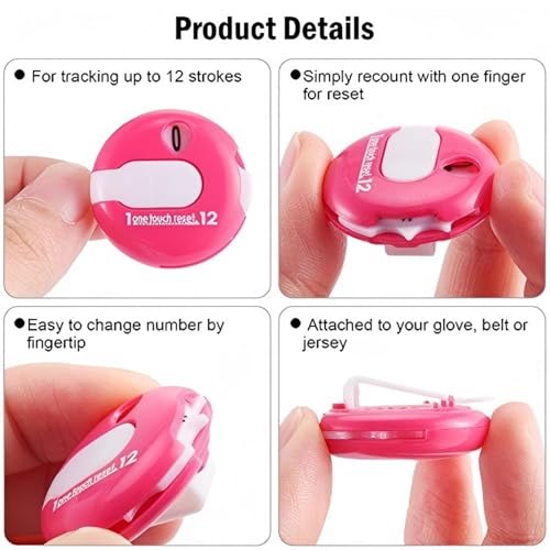 Frienda 6 Pack Golf Stroke Counter Clicker, Mini Score Counter, One-Touch Reset Clip for Gloves, Belt & Golf Bag, Counts up to 12 Strokes