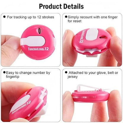 Frienda 6 Pack Golf Stroke Counter Clicker, Mini Score Counter, One-Touch Reset Clip for Gloves, Belt & Golf Bag, Counts up to 12 Strokes