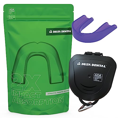 Delta Dental Athletic Sports Mouth Guard - ADA Accepted - 2X The Impact Absorption - Works with Braces 1 Pack No Strap (Adult, Purple No Strap) - color: Purple, size: Adult