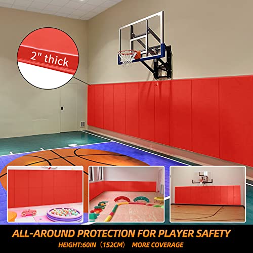 2"/4" Thick Foam Protection Wall Pad，Gym Basketball-Court Protectors，Durable Waterproof Padding for Wall-Mounted Basketball Hoops(60" L x 20" W)…