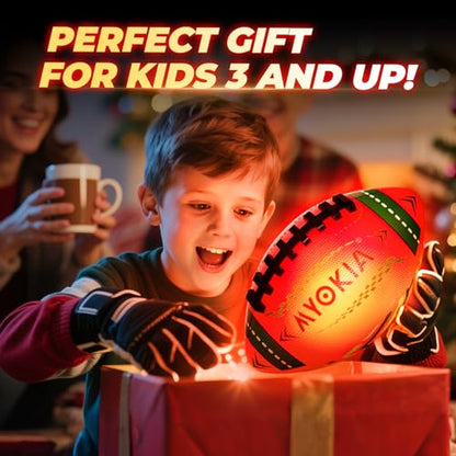RGB Waterproof Rechargeable Light Up Football Birthday Gift, Glow in The Dark Football with Pump & USB Cable, Tri-Color (Red, Green, Blue), Size 6, Outdoor Night Games - style: Style 2