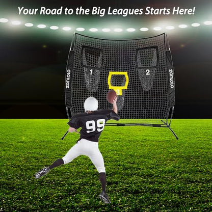 Zonlolo 6x6ft Football Training Net, Football Throwing Net with 3 Target Pockets, Portable QB Throwing Practice Equipment with Small Carry Bag,Most Suitable for Kids - color: Black