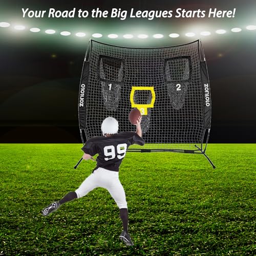 Zonlolo 6x6ft Football Training Net, Football Throwing Net with 3 Target Pockets, Portable QB Throwing Practice Equipment with Small Carry Bag,Most Suitable for Kids - color: Black