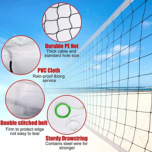 Professional Volleyball Net Outdoor Sand, Grass Volleyball Nets for Backyard, Portable Beach Kids Badminton Net Pro Volleyball Practice Net Set 32X3FT Indoor Volleyball Net for Pool Inground, No Poles