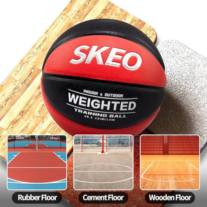 SKEO Weighted Basketball, 2.2/3/3.3LBS 28.5"/29.5" Trainer Heavy Basketballs Made of Composite, Indoor Outdoor Training Ball for Improving Handling Dribbling Rebounding - size: Size 7 Adult -3LBS/1.3KG