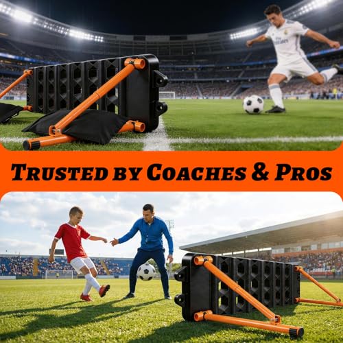 6-in-1 Soccer Rebounder Board with 6 Training Cones, Portable Dual-Surface Kickback Wall with 3 Adjustable Angles (60°/75°/90°) for Passing, First-Touch & Reaction, Backyard Soccer Training Equipment